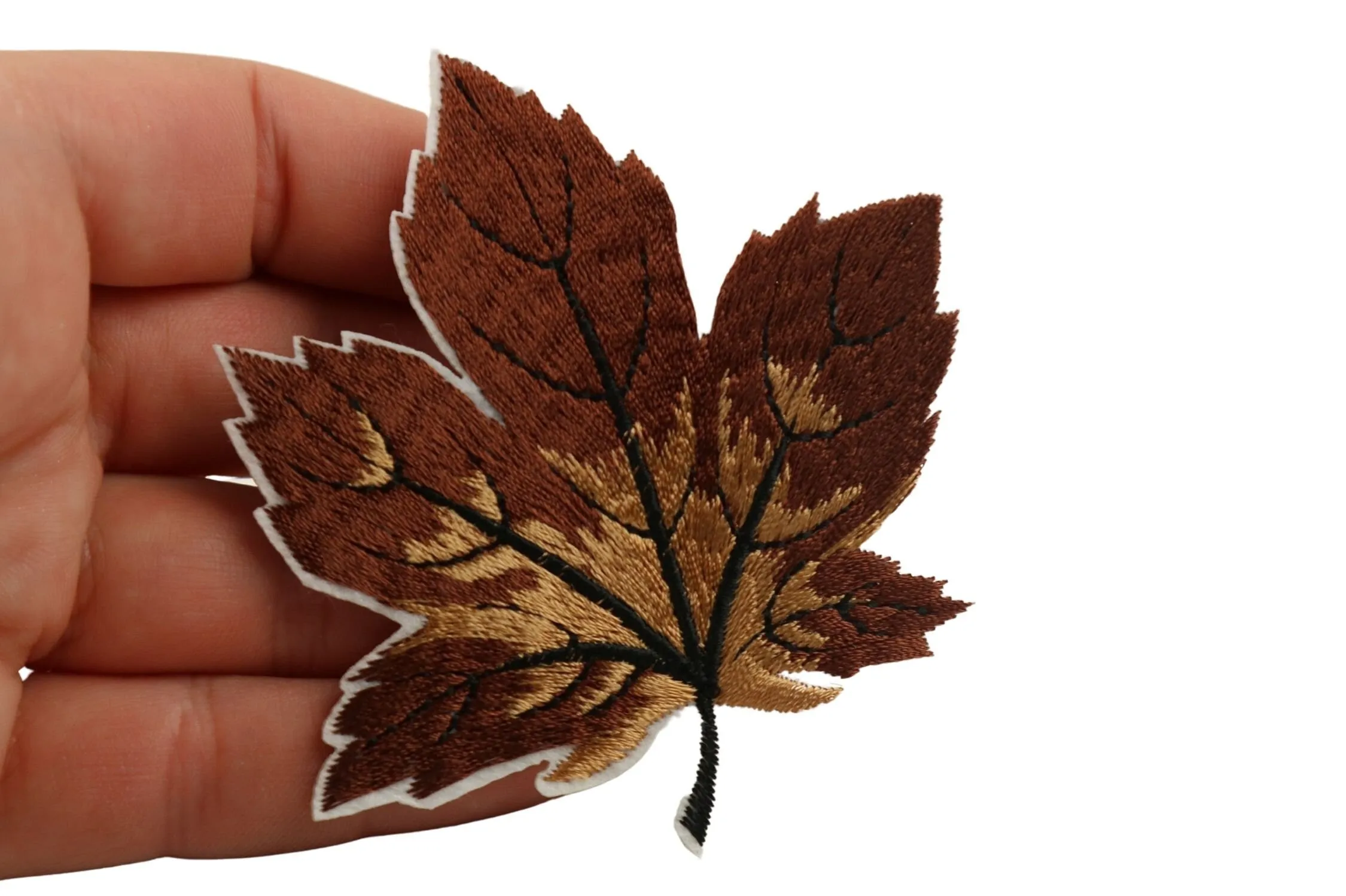 10 Pcs Maple Leaf Patch, Brown 3.1 Inch Iron On Patch Embroidery, Sycamore leaf Patch, Sew On Patch, Embroidered Patch, Applique