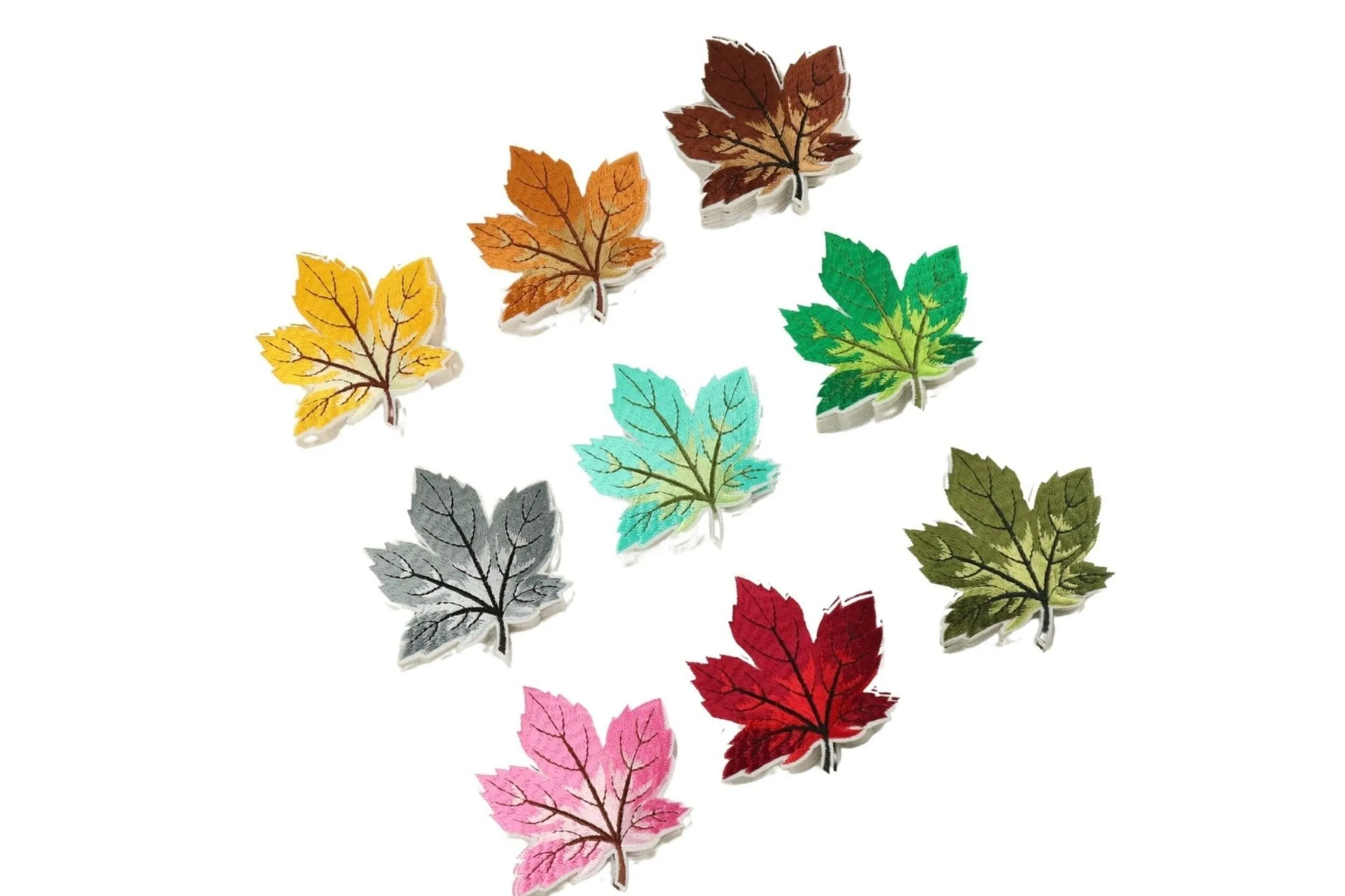 10 Pcs Maple Leaf Patch, Brown 3.1 Inch Iron On Patch Embroidery, Sycamore leaf Patch, Sew On Patch, Embroidered Patch, Applique