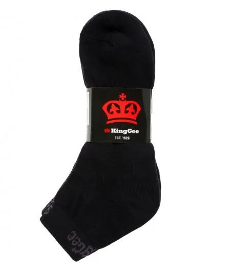 10 x Kinggee Work Socks Black Crew