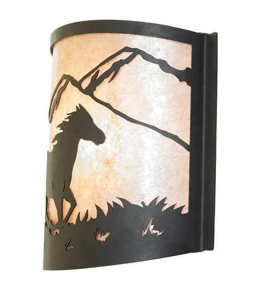 12"W Running Horses Wall Sconce