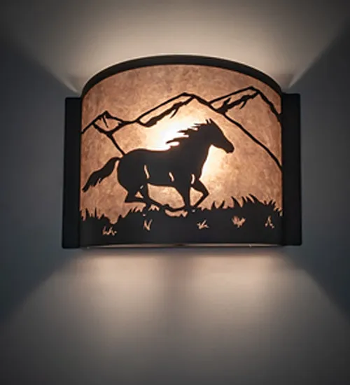 12"W Running Horses Wall Sconce