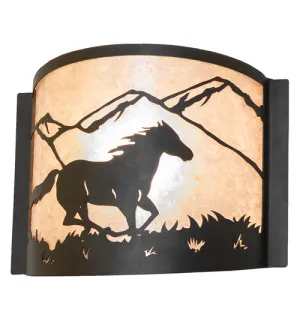 12"W Running Horses Wall Sconce