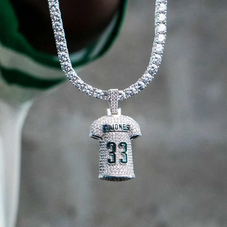 Aaron Jones Jersey Pendant - White Gold