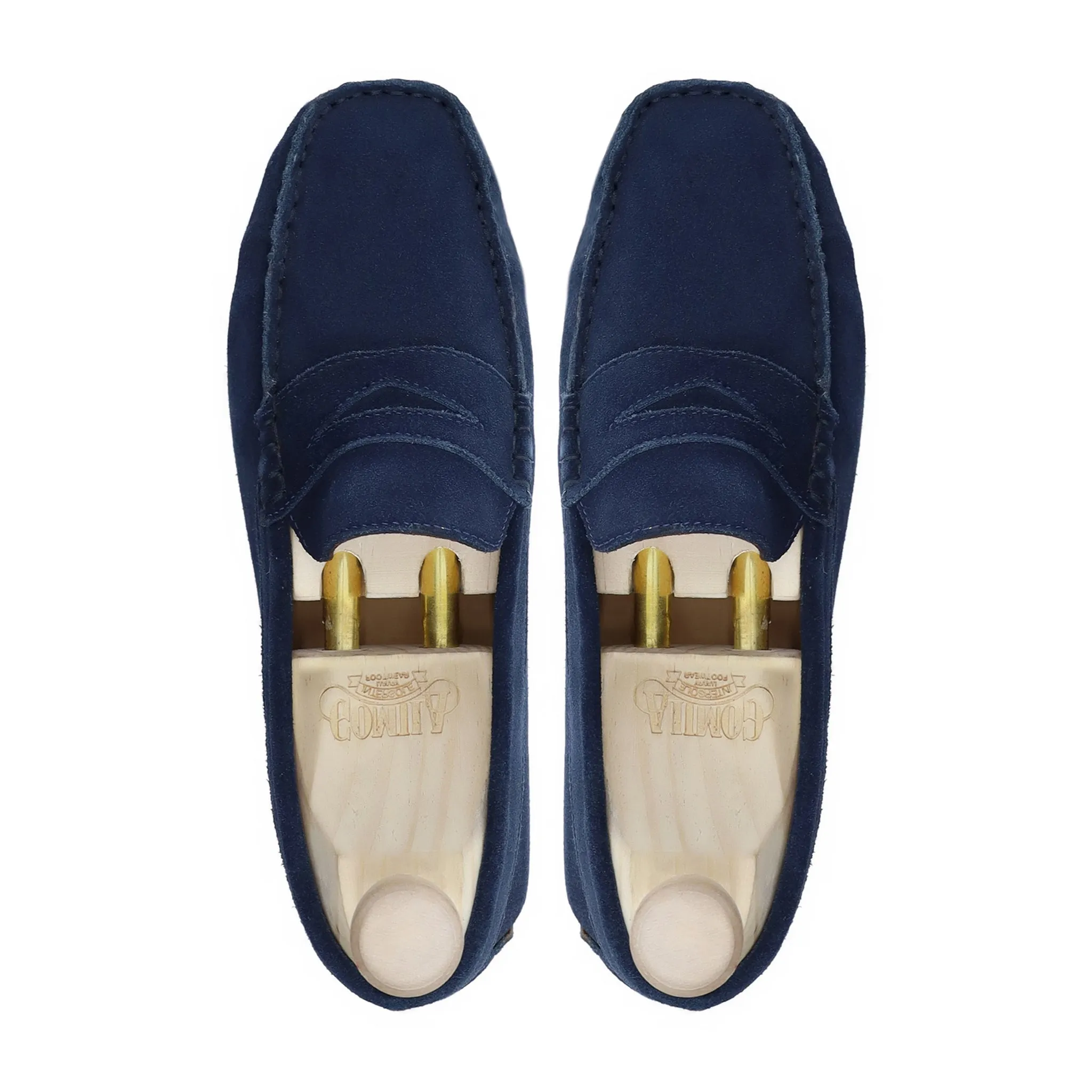 Adan - Men's Navy Blue Kid Suede Driver Shoe