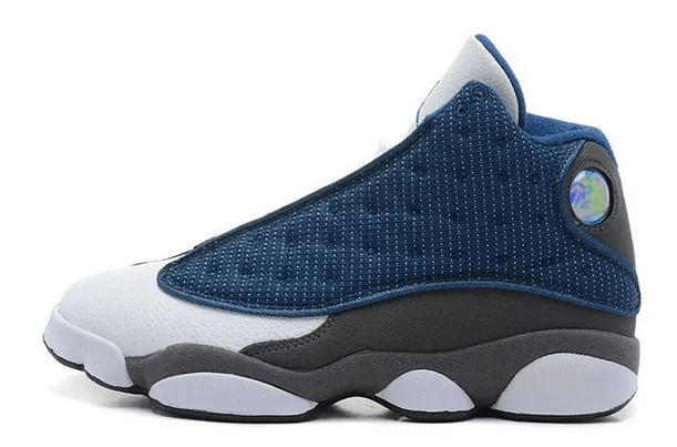 AJ 13 Retro Flint Navy Blue and White Sneakers