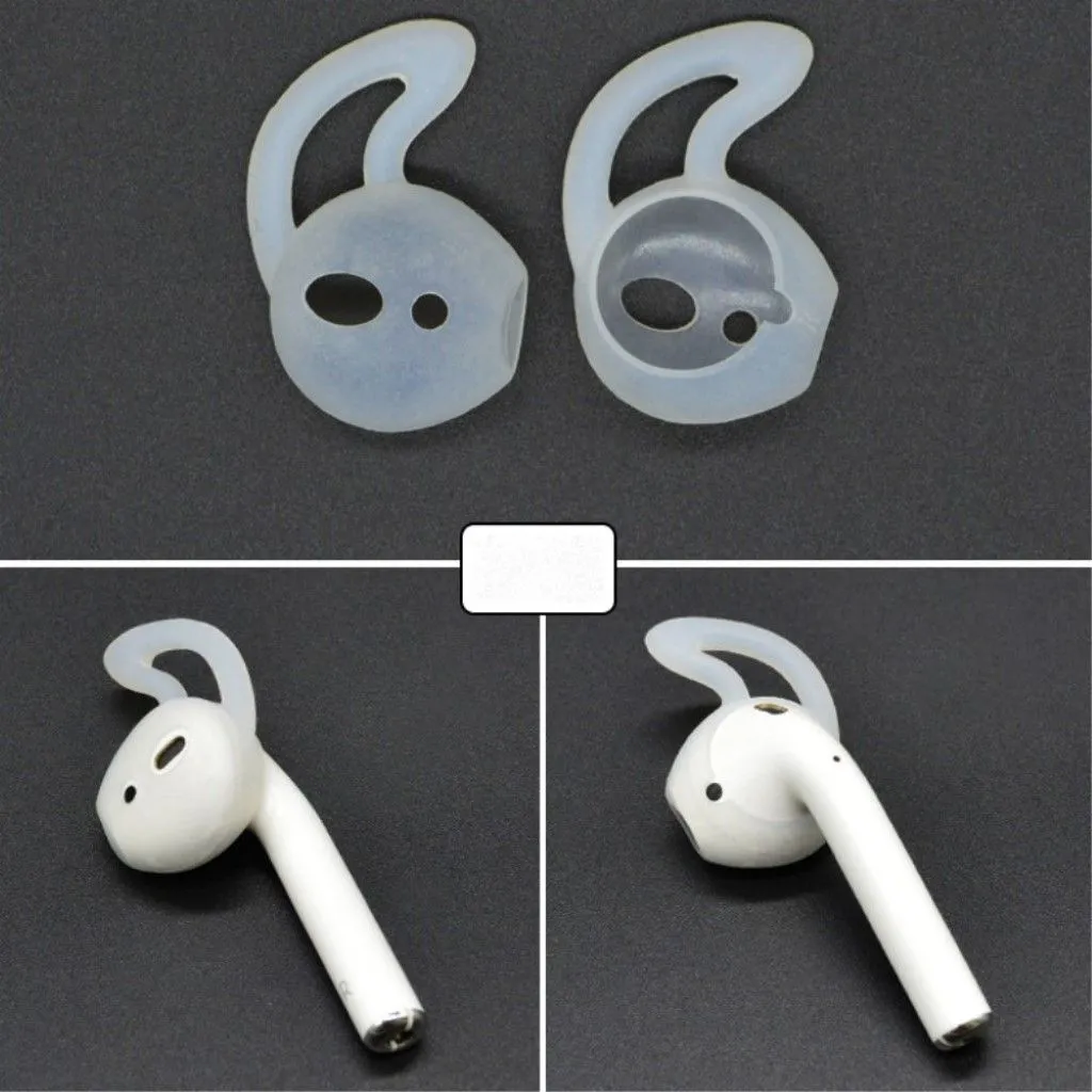 Apple Airpods 1 pair silicone ear hocks skin cover replacement - Transparent