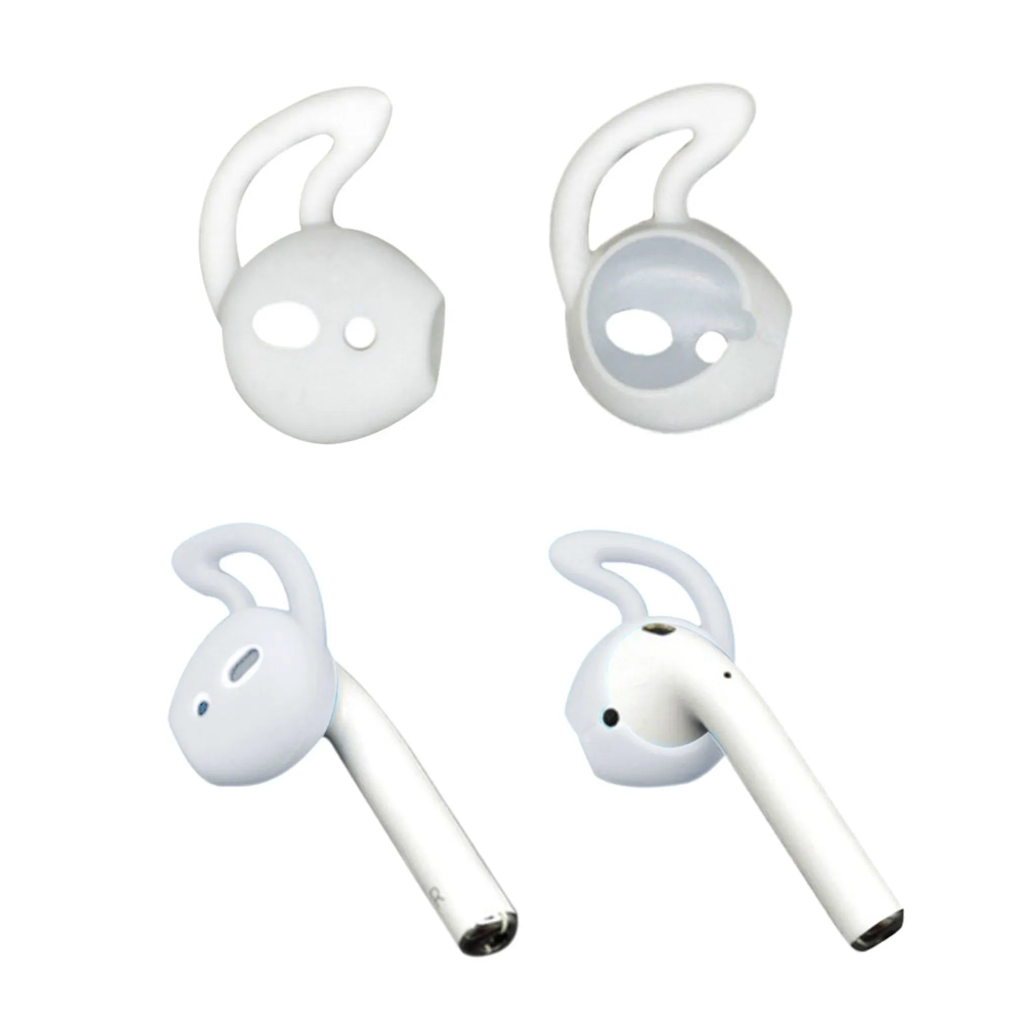 Apple Airpods 1 pair silicone ear hocks skin cover replacement - White