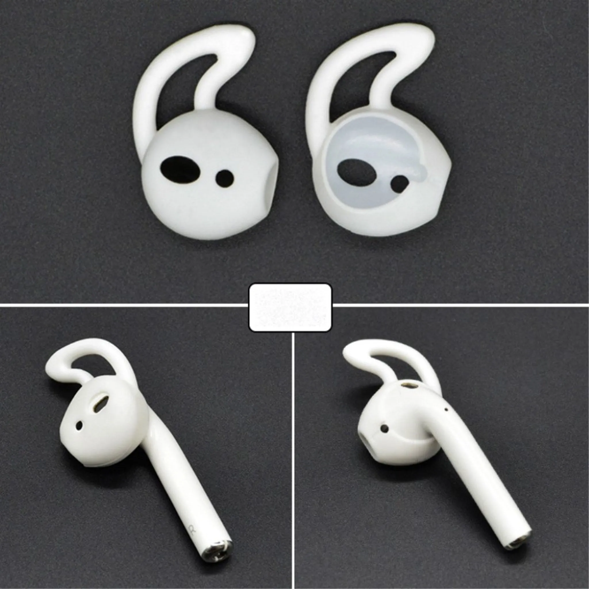 Apple Airpods 1 pair silicone ear hocks skin cover replacement - White