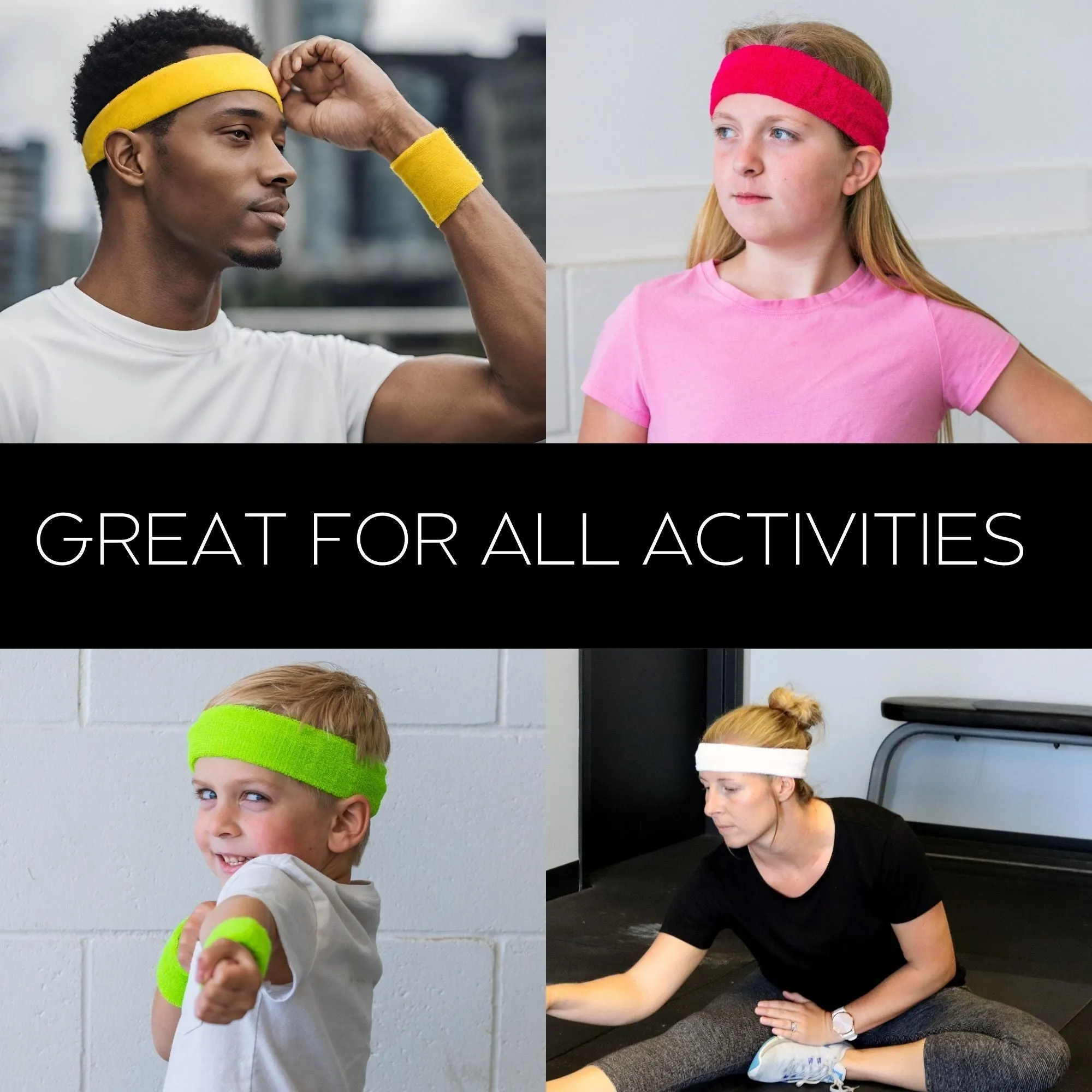 Assorted Head Sweatbands - 12 Pack