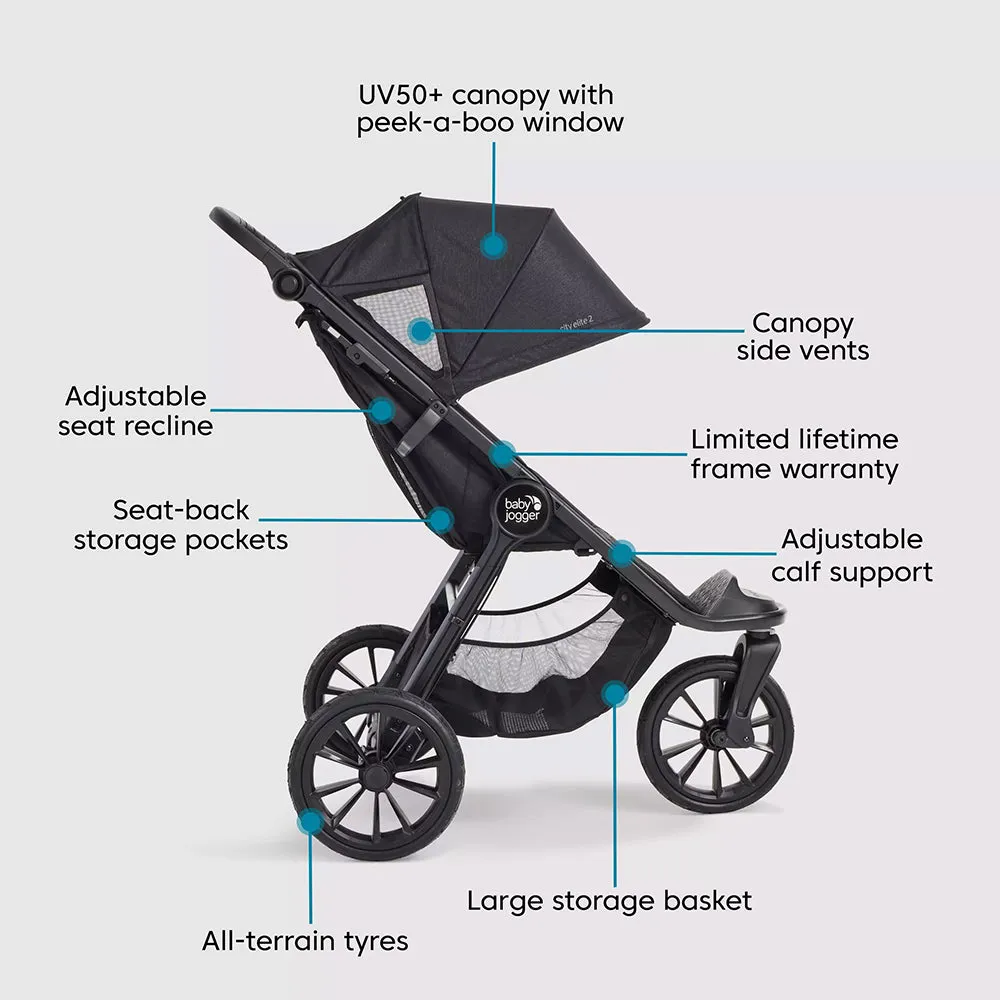 Baby Jogger City Elite 2 Everyday All-Terrain Stroller With Free Weather Shield