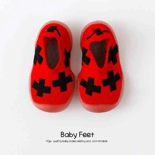 Baby Sock Shoes - Red w/ Black Plus