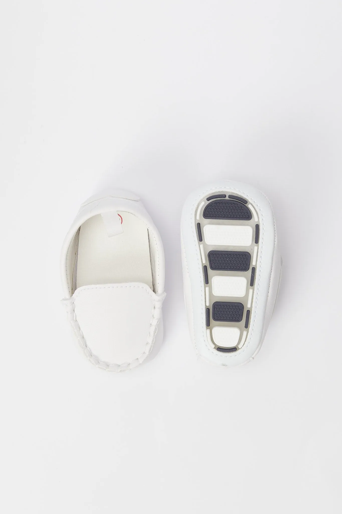 Baby White Plain Pram Shoe