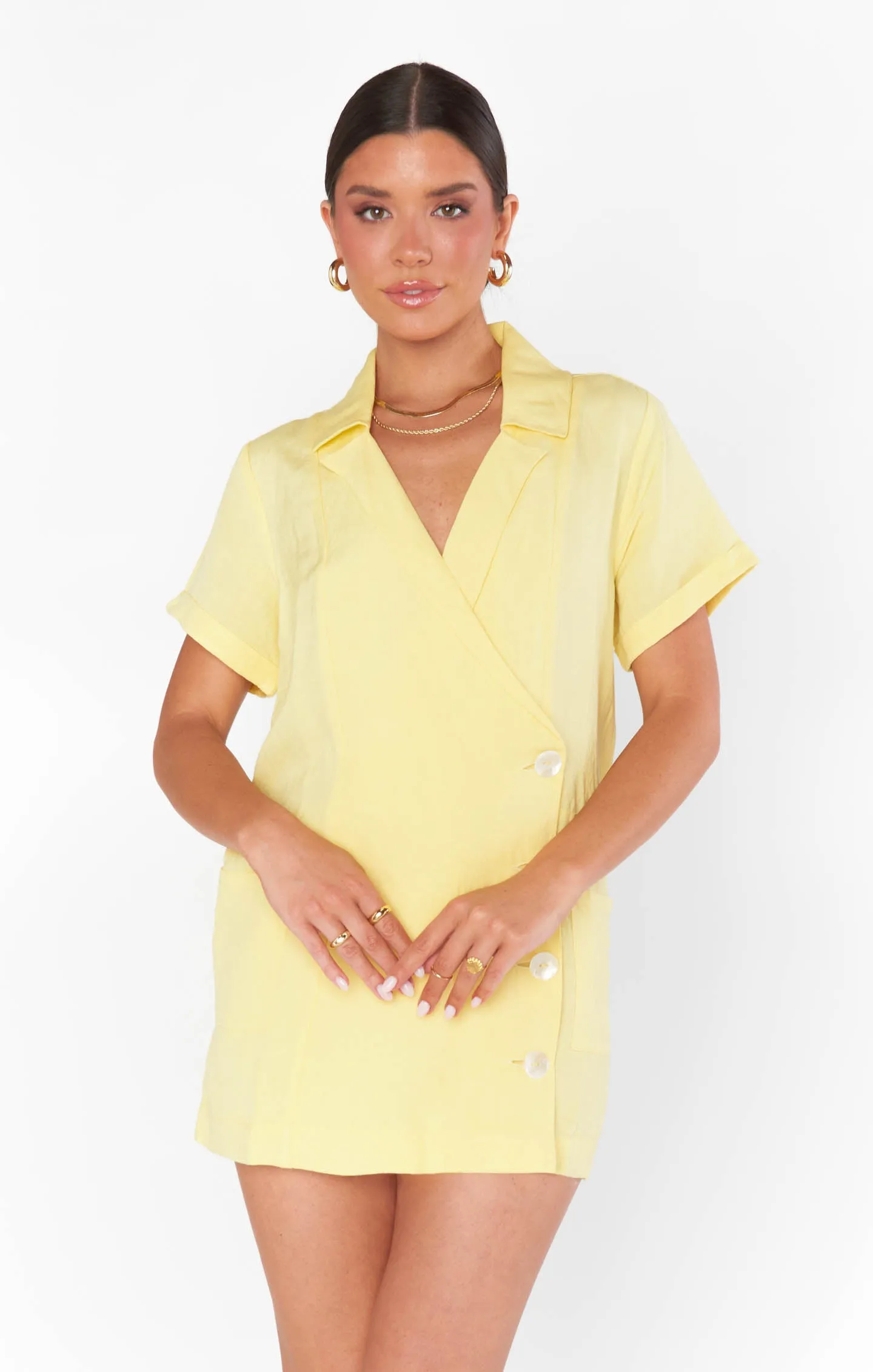 Bicoastal Blazer Romper ~ Butter Yellow Linen