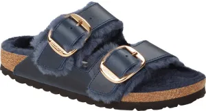 Birkenstock Womens Arizona Big Buckle Oiled Leather Shearling Sandal