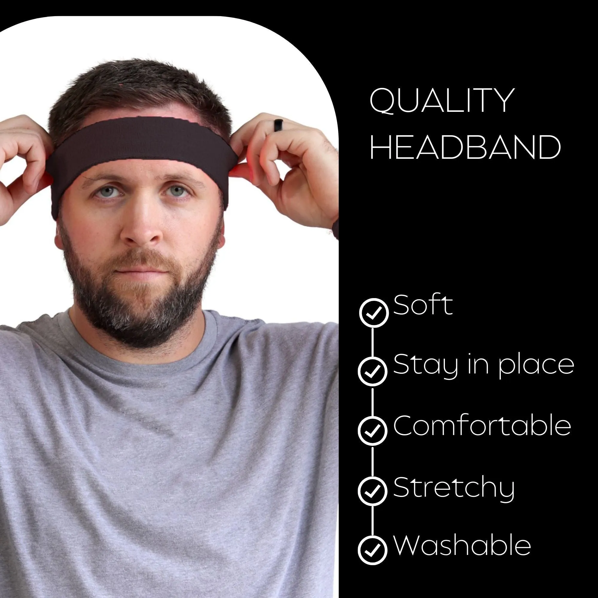 Black and White Head Sweatbands - 12 Pack