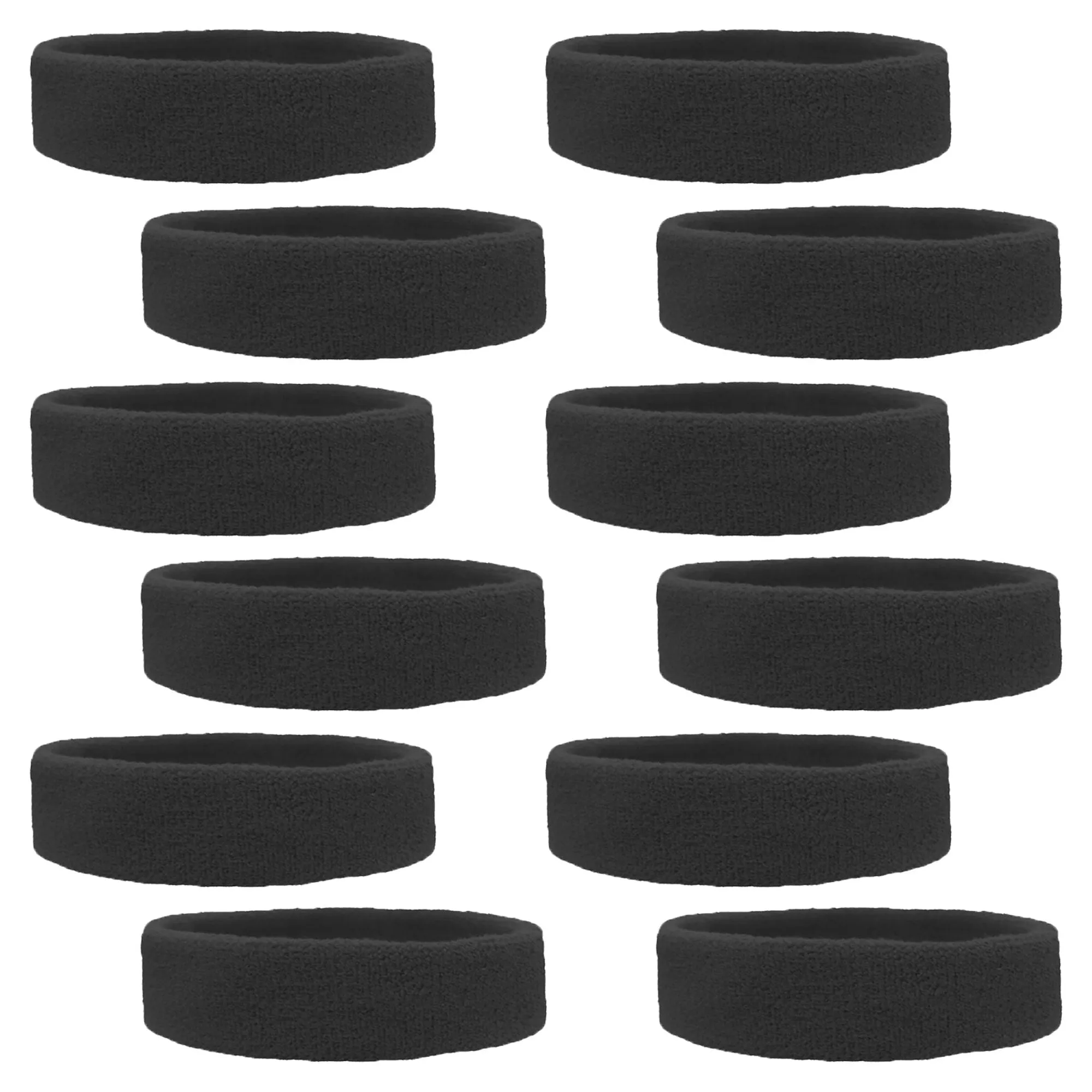 Black Head Sweatbands - 12 Pack