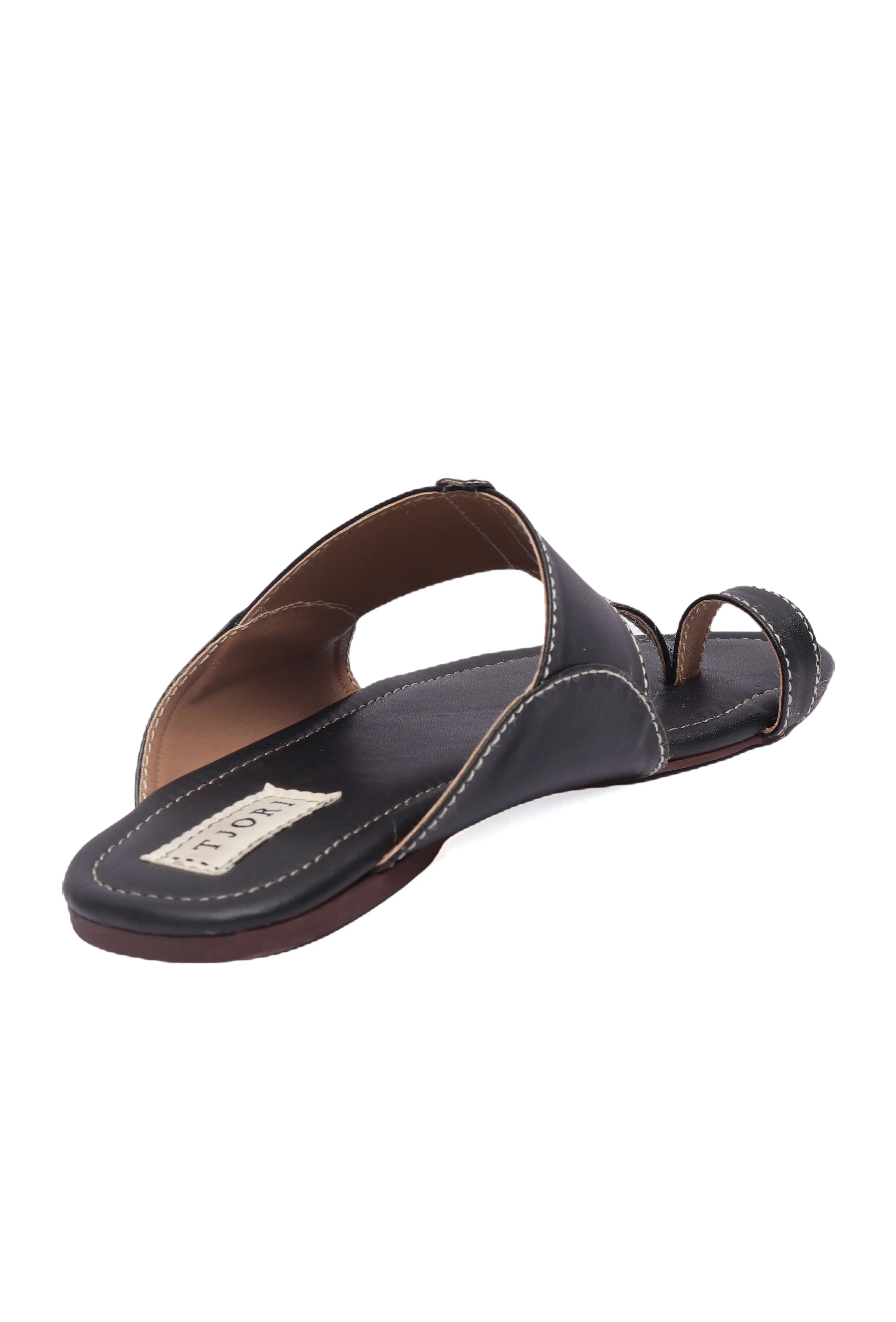 Black Kolhapuri Inspired Flats With Insole Cushion Padding