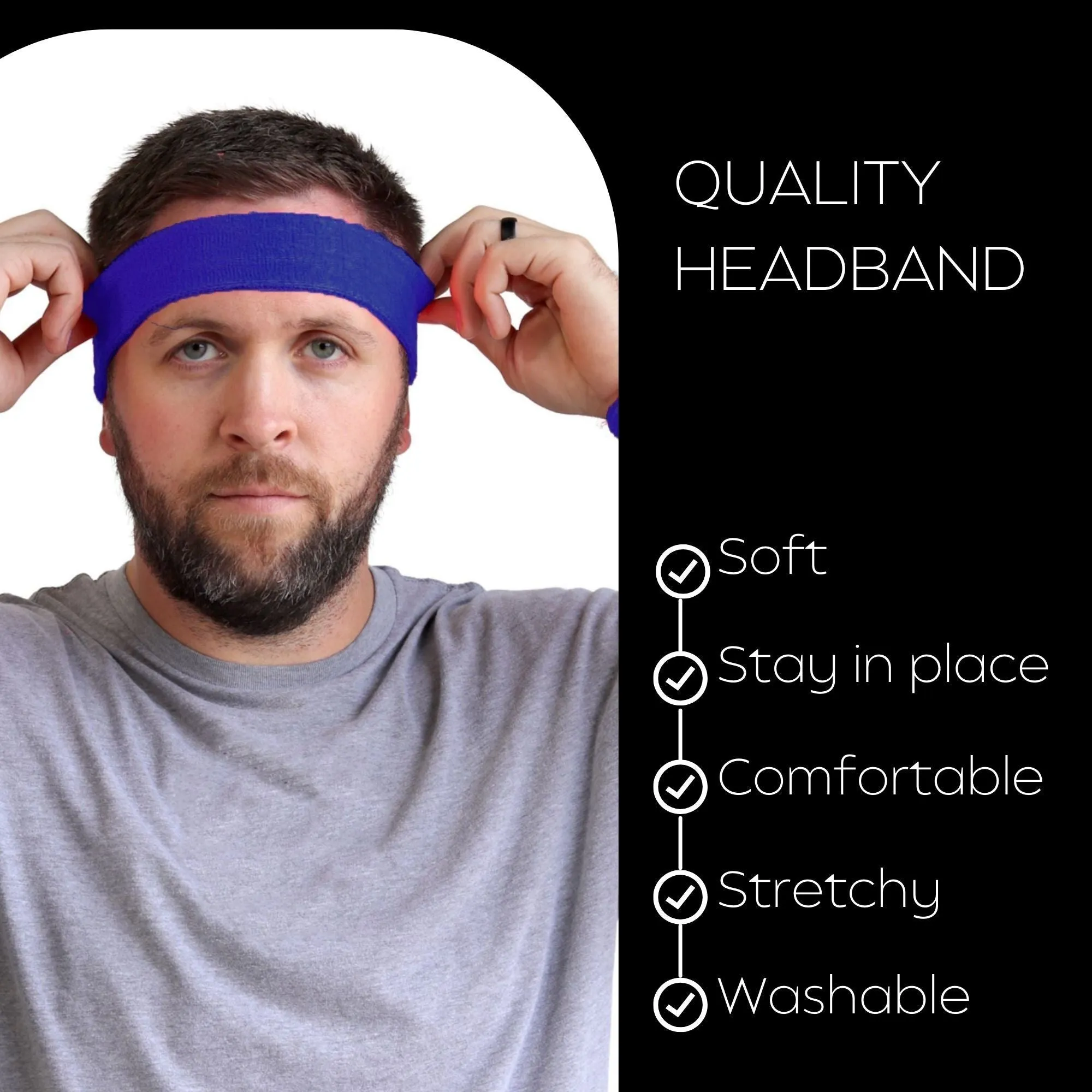 Blue and Red Head Sweatbands - 12 Pack