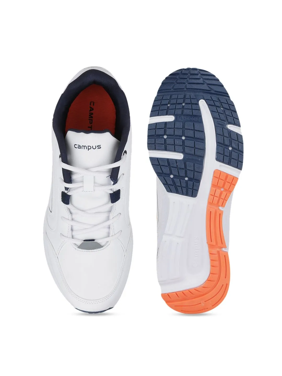 Campus Men White & Navy Blue Mesh Running Shoes