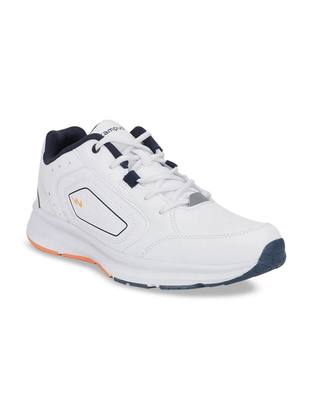 Campus Men White & Navy Blue Mesh Running Shoes