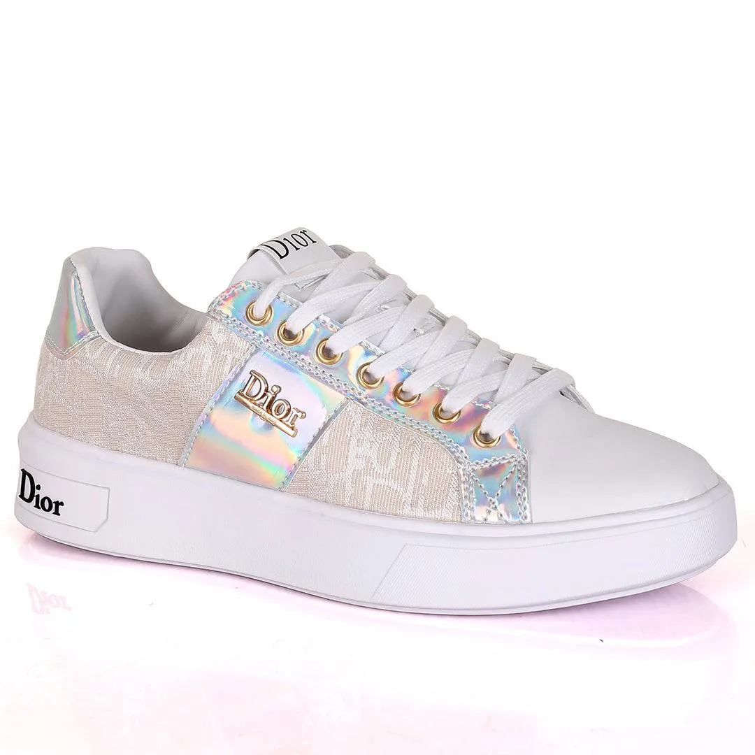 Christ Dio Logo Crested Designed White Sole Lace Up Sneakers