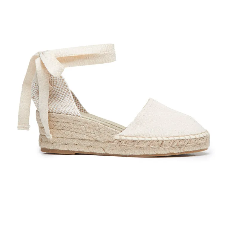 Classic Espadrille Wedge In Nude