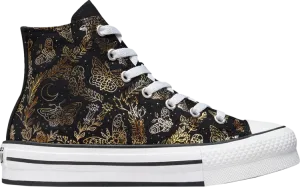 Converse Chuck Taylor All Star EVA Lift Platform High GS Butterfly Shine Sneakers, Black