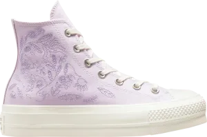 Converse Wmns Chuck Taylor All Star Lift Platform High Embroidered Floral Sneakers - Pale Amethyst, Purple