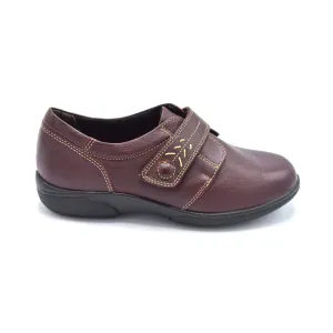 DB Healey/Rory - Ladies Wide Fit Velcro Close Shoe - 2V (2E-4E) Fitting - Burgundy