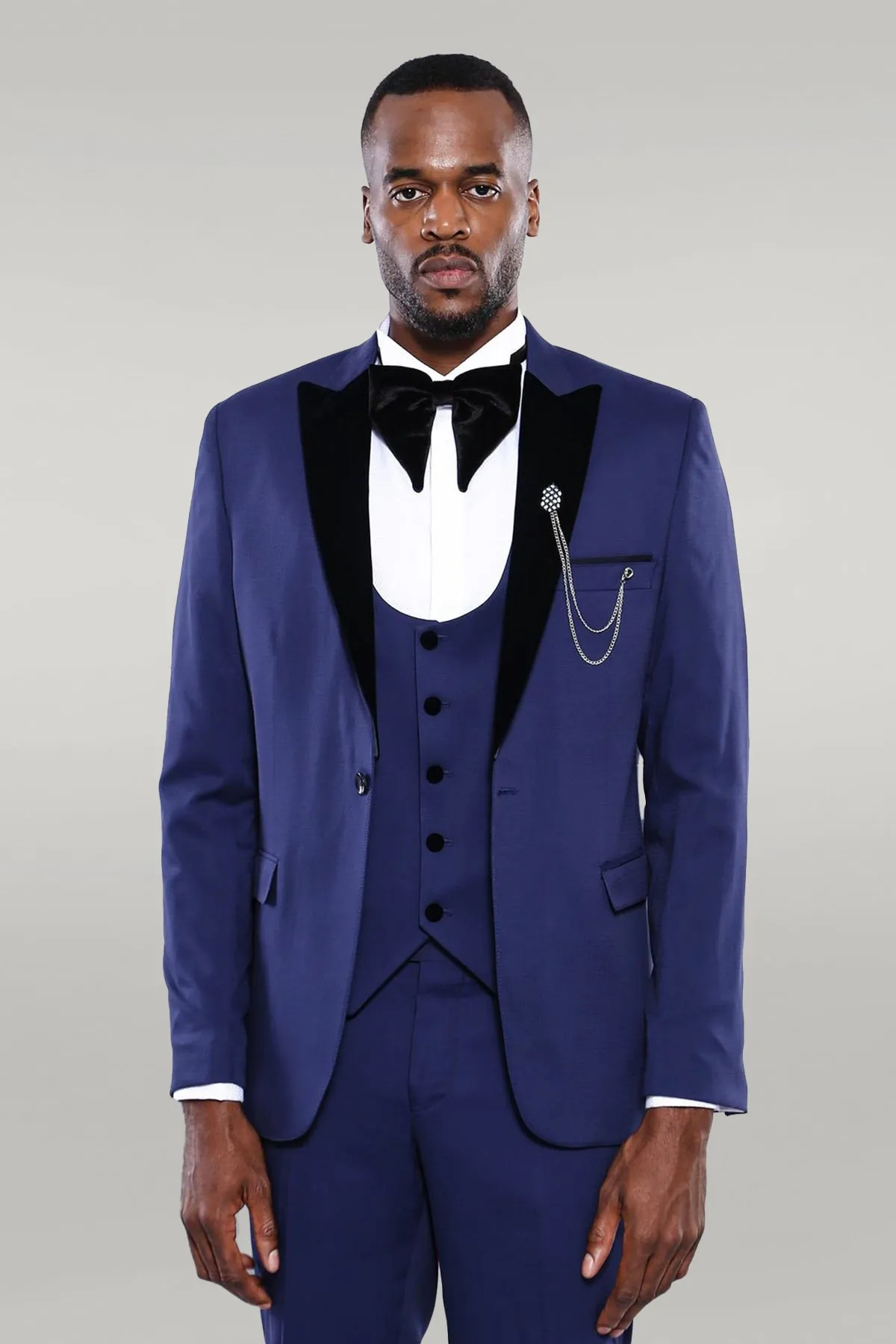 Detachable Lapel Blue Men Tuxedo  - Wessi