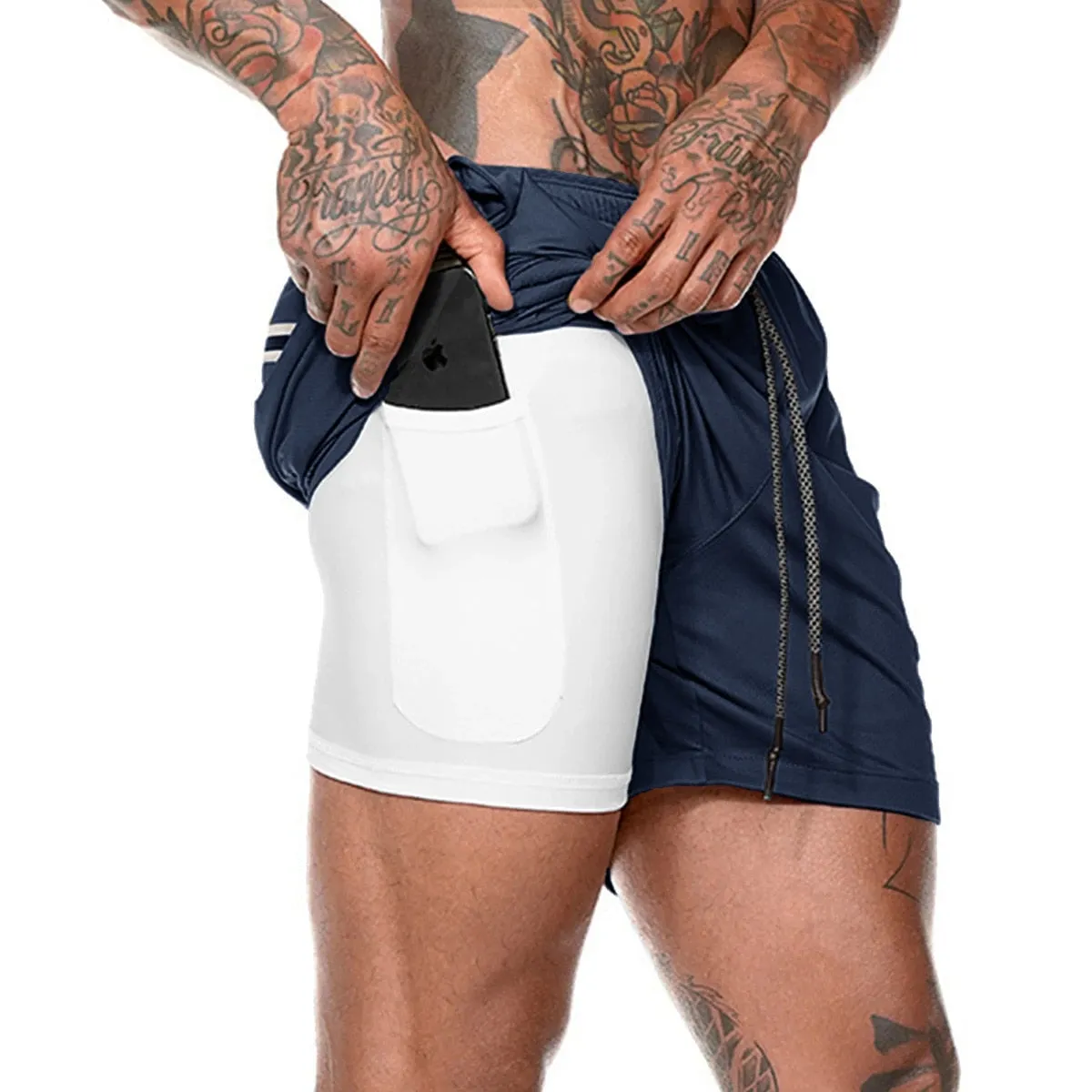 Double-deck Running  2 In 1 Shorts for Men