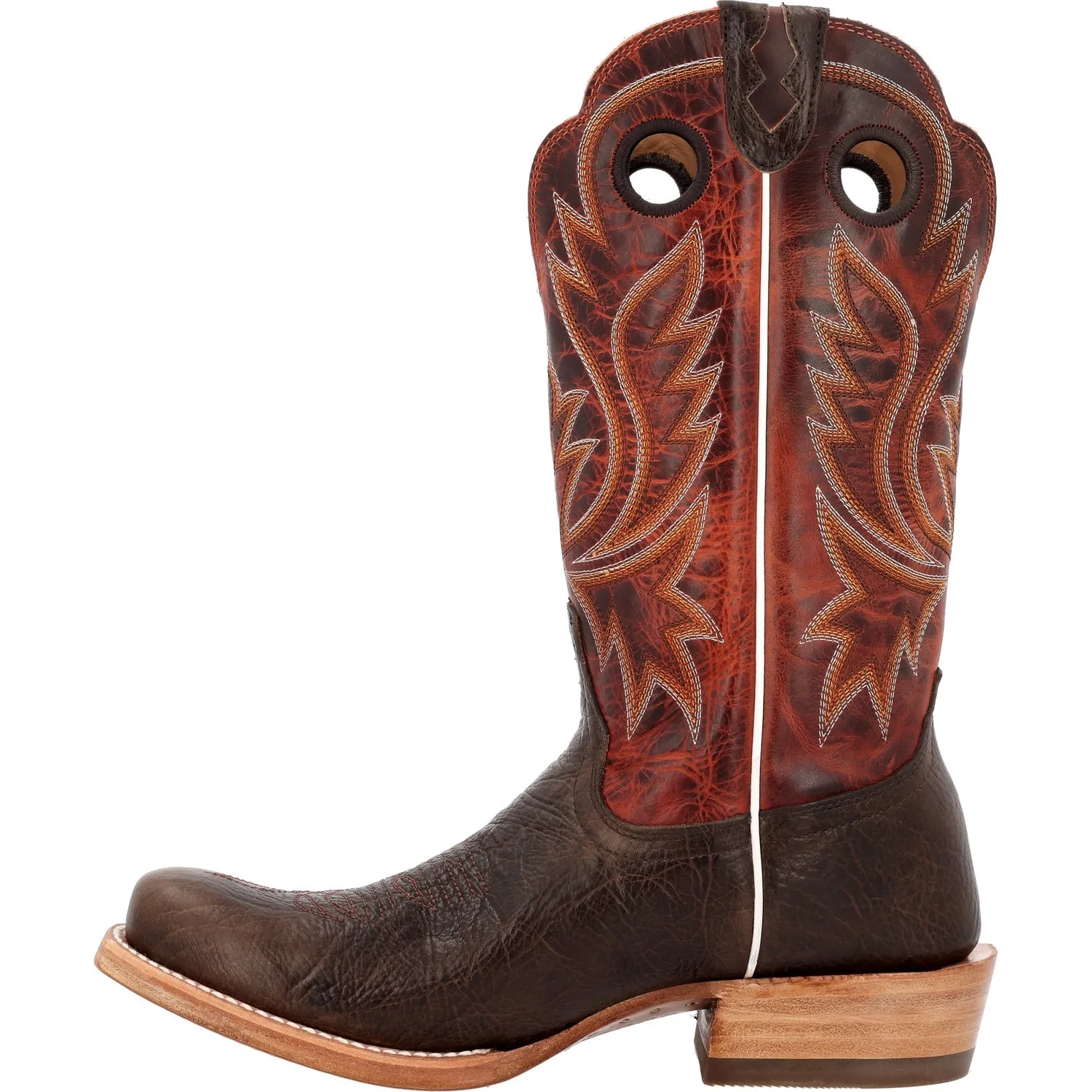 Durango Mens PRCA Western Nicotine/Burnt Sienna Shrunken Bison Cowboy Boots