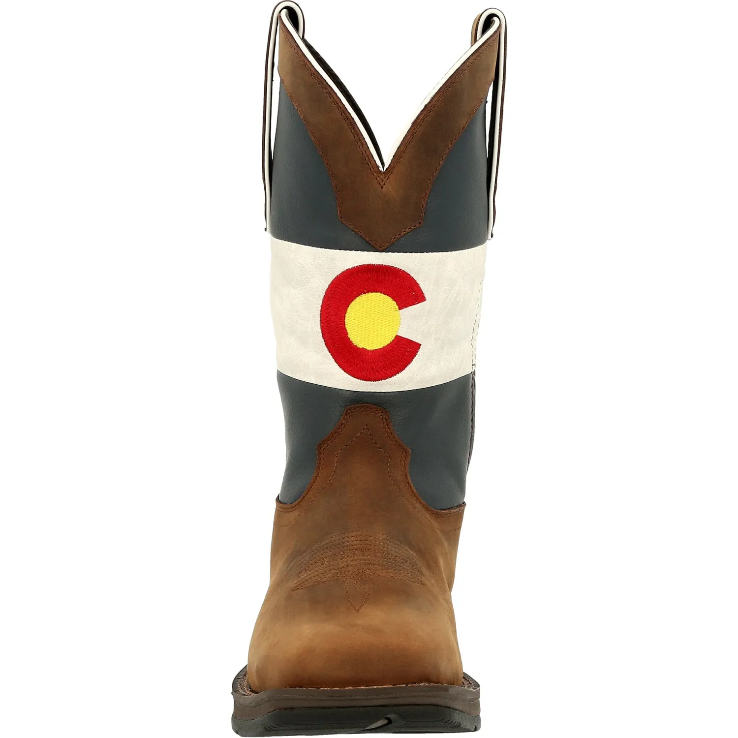 Durango Mens Rebel Western Bark Brown/Colorado Flag Leather Cowboy Boots