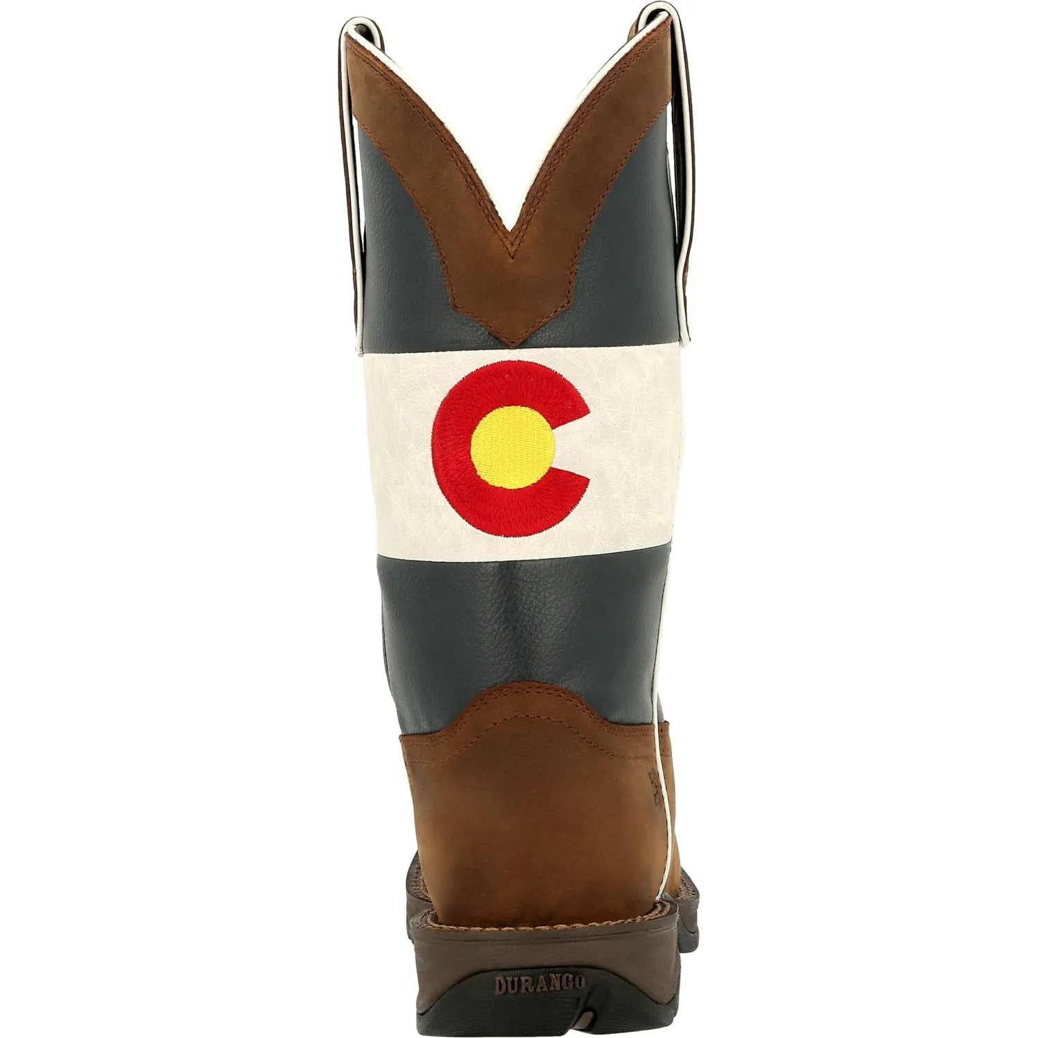 Durango Mens Rebel Western Bark Brown/Colorado Flag Leather Cowboy Boots