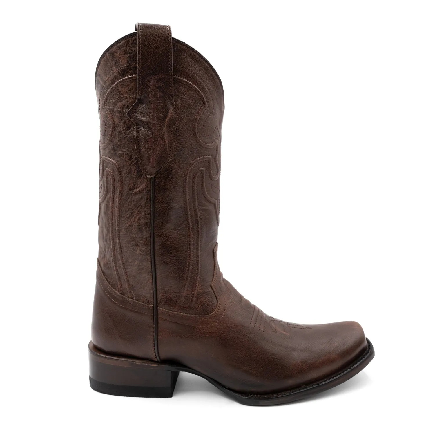 Ferrini Mens Wyatt D-Toe Chocolate Leather Cowboy Boots