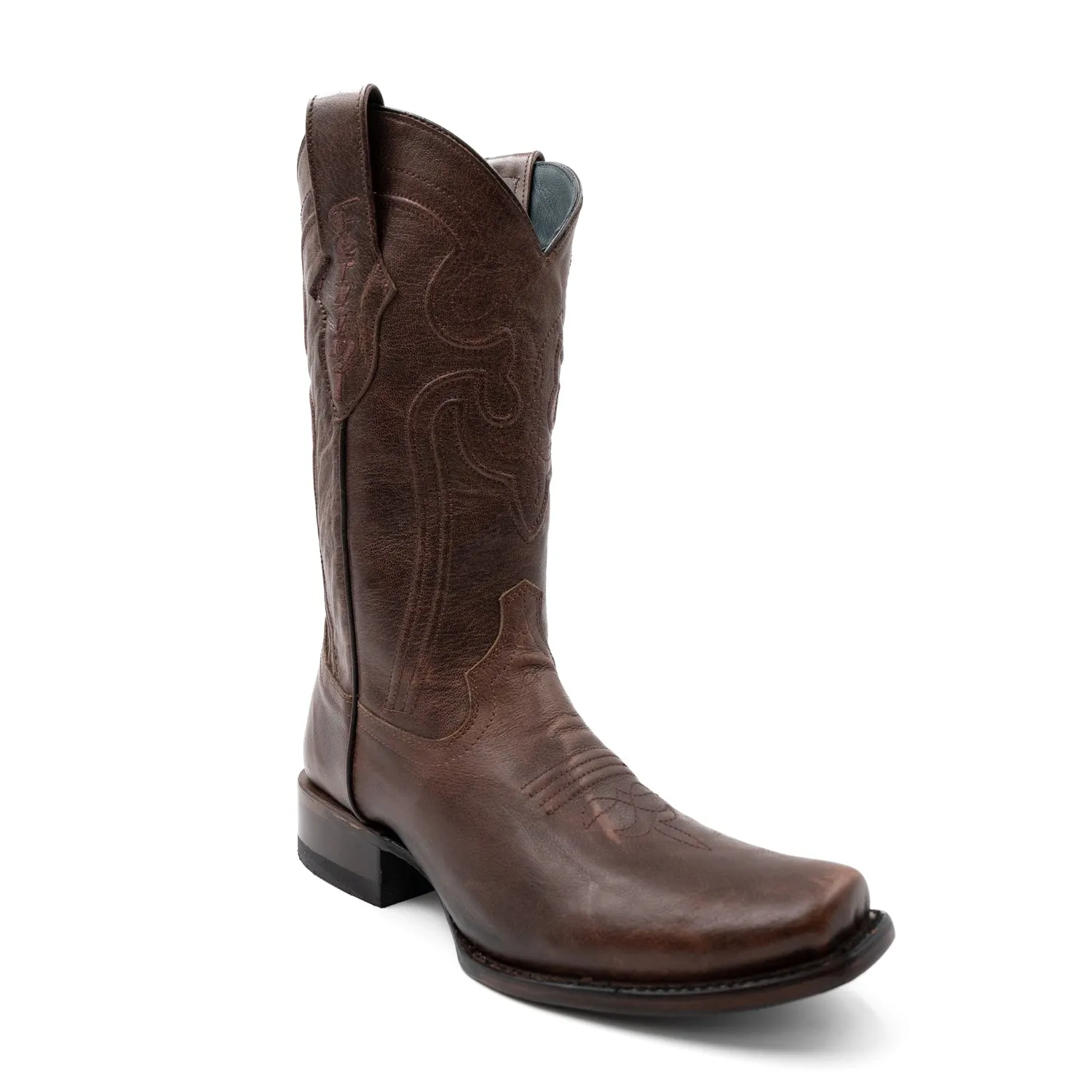 Ferrini Mens Wyatt D-Toe Chocolate Leather Cowboy Boots