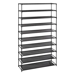 Five 10-Tier Shoe Rack Black