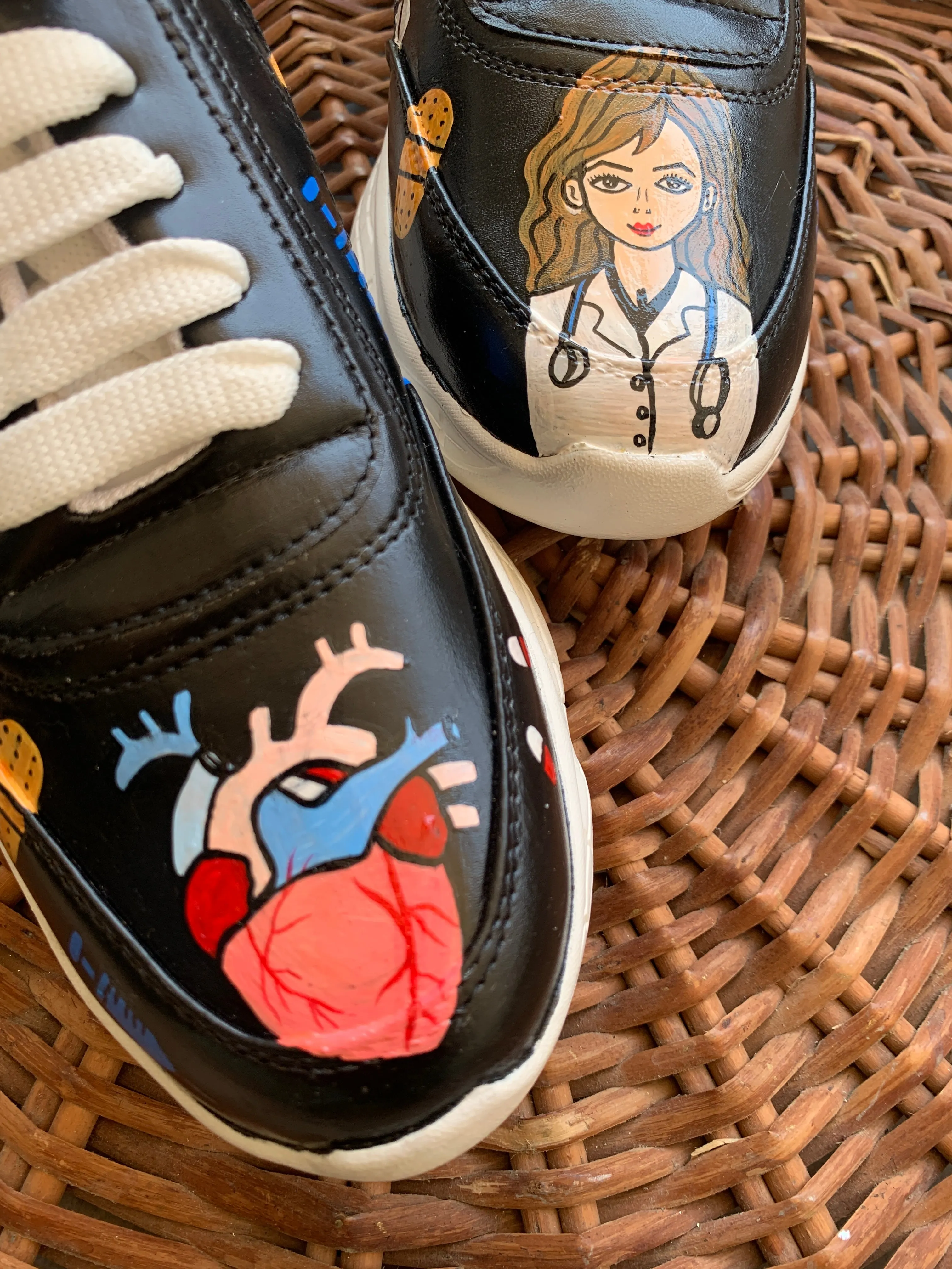 Funky N Trendy Doctor theme hand painted water resistant shoes/ sneakers / customized shoes / shoes for doctor