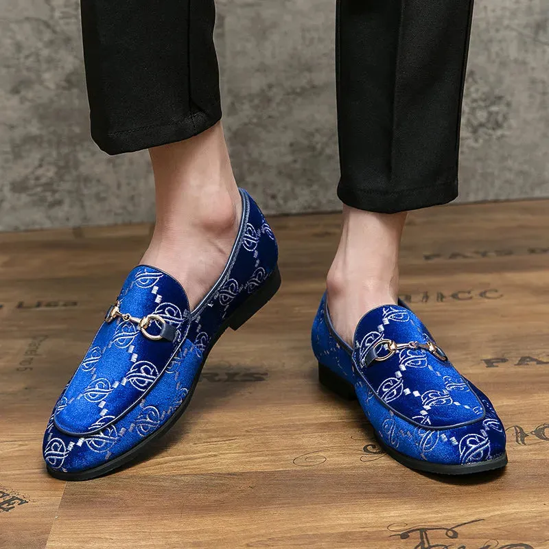 Geometric Letter Suede Leather Loafers