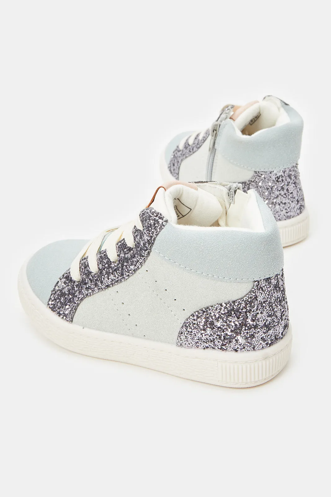 Girls Grey Zipper High-Top