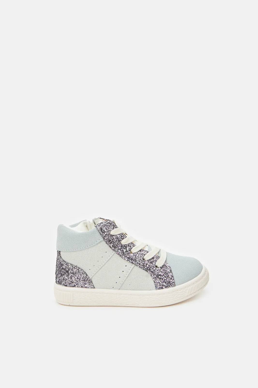 Girls Grey Zipper High-Top