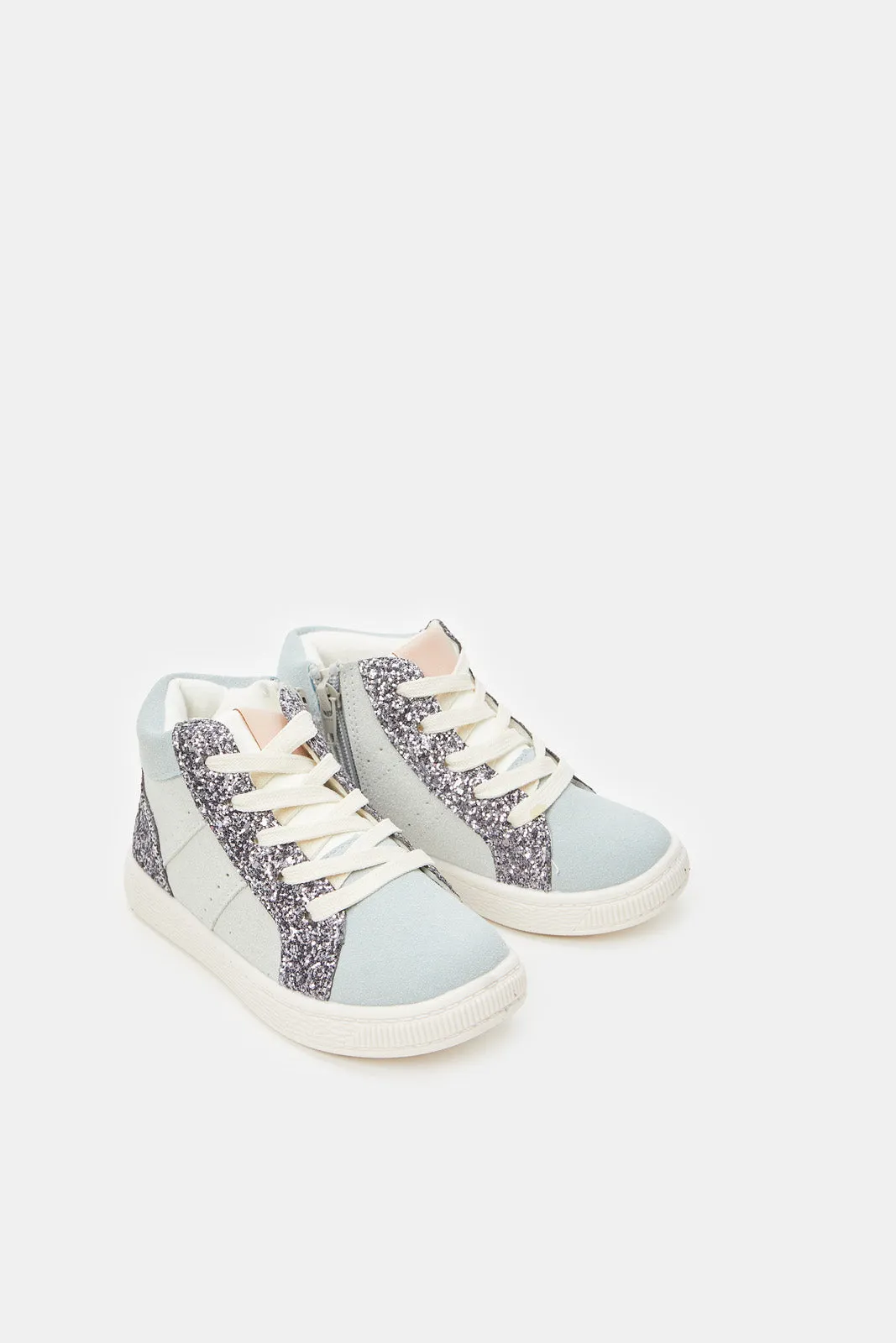 Girls Grey Zipper High-Top