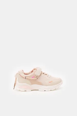 Girls Pink Velcro Chunky Trainer