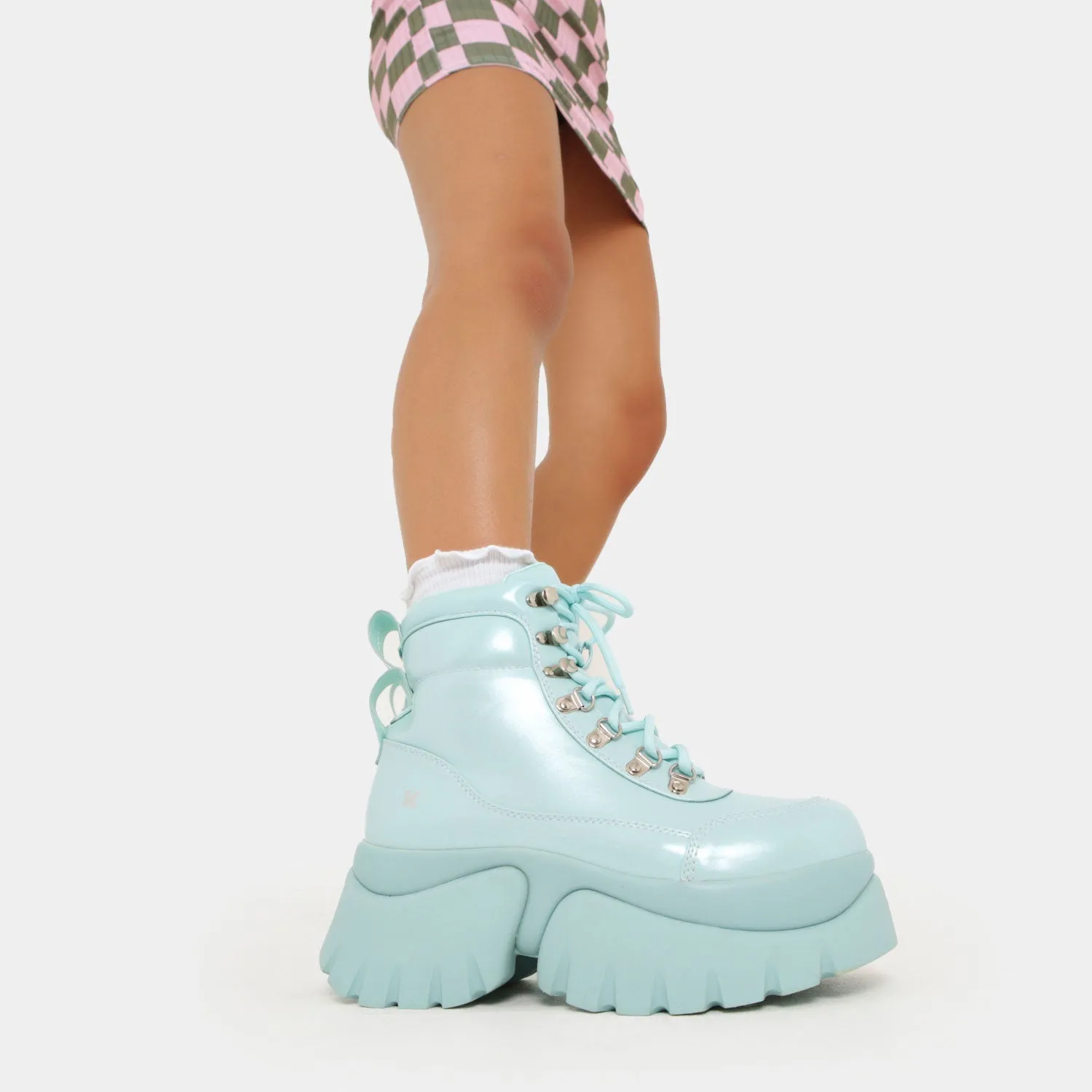 Gooey Baby Blue Platform Boots-Size 10-Clearance