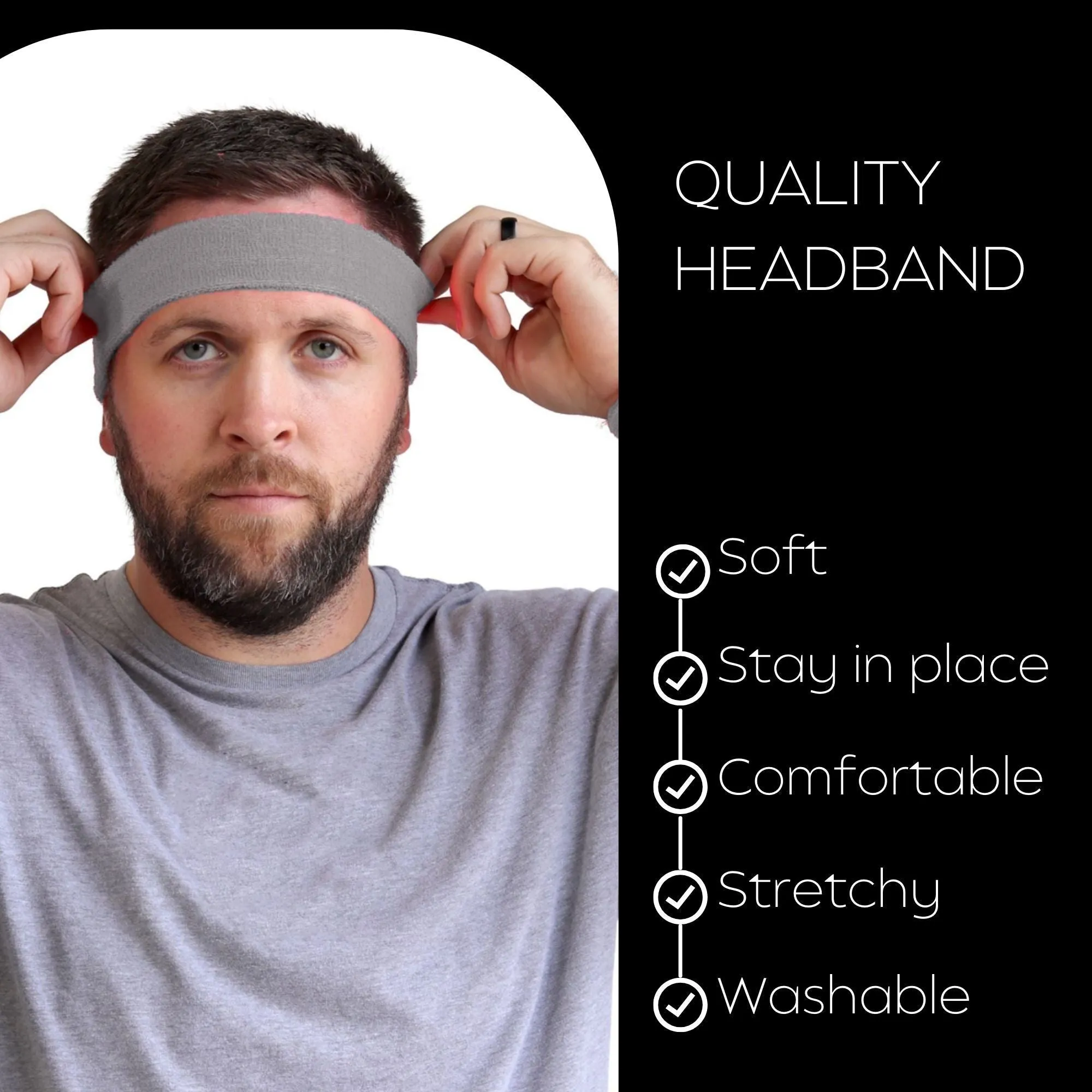 Gray Head Sweatbands - 12 Pack