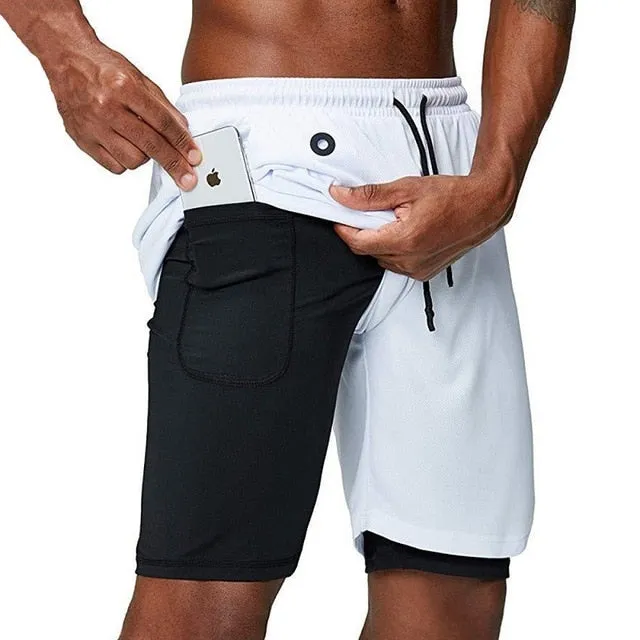 Gym Training Sports Men Shorts Quick Dry Double Deck