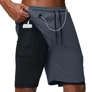 Gym Training Sports Men Shorts Quick Dry Double Deck