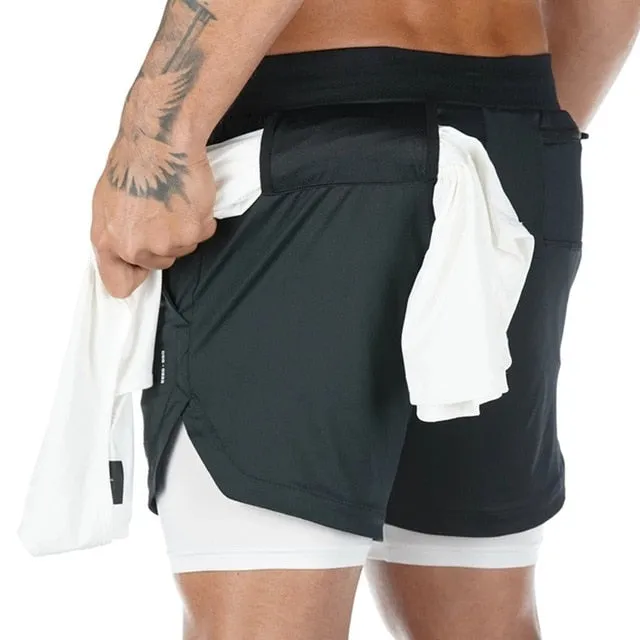 Gym Training Sports Men Shorts Quick Dry Double Deck