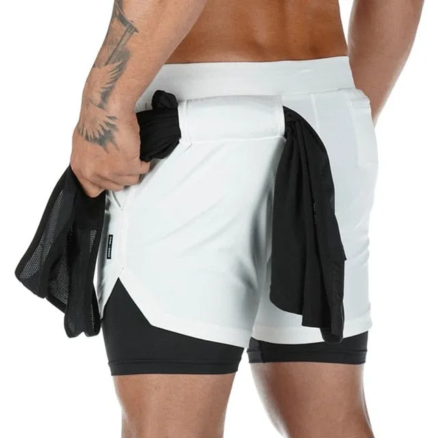 Gym Training Sports Men Shorts Quick Dry Double Deck