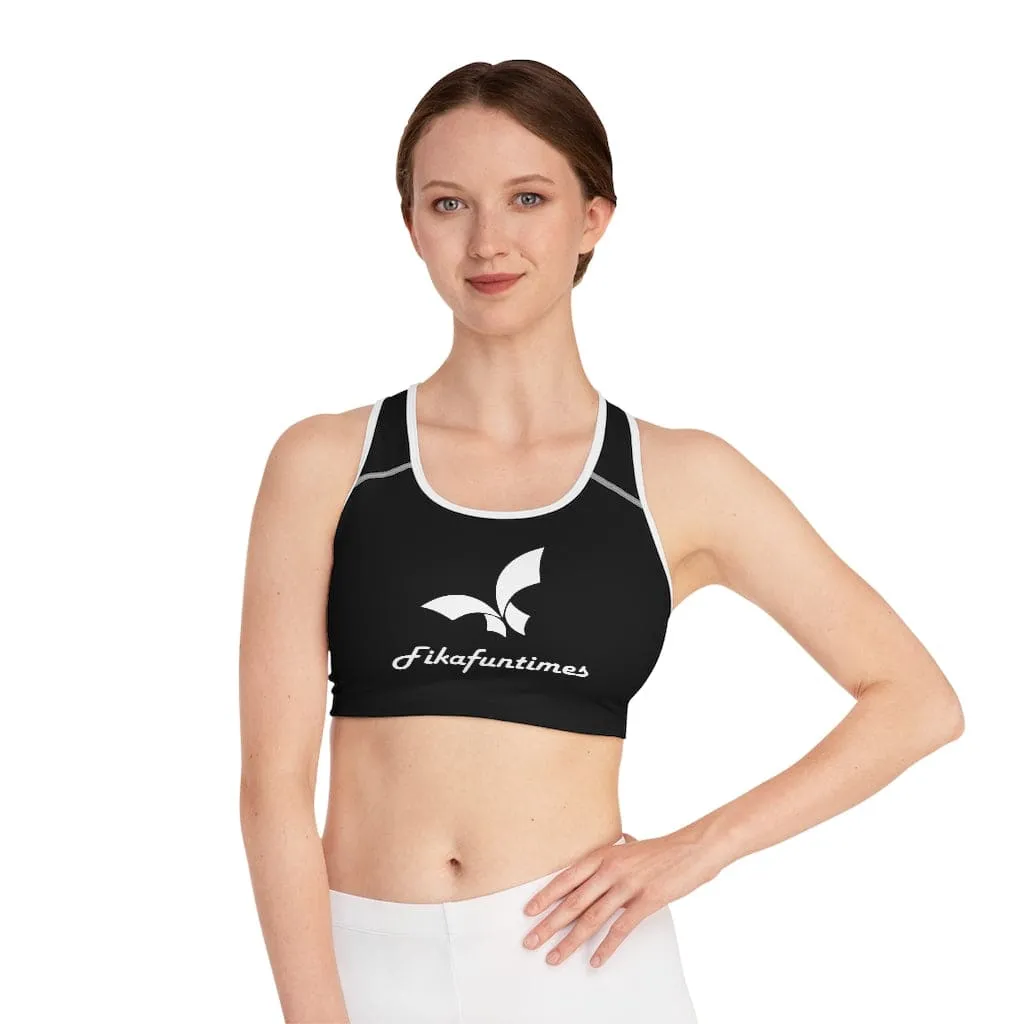 High Support Black & White Fikafuntimes Sports Bra